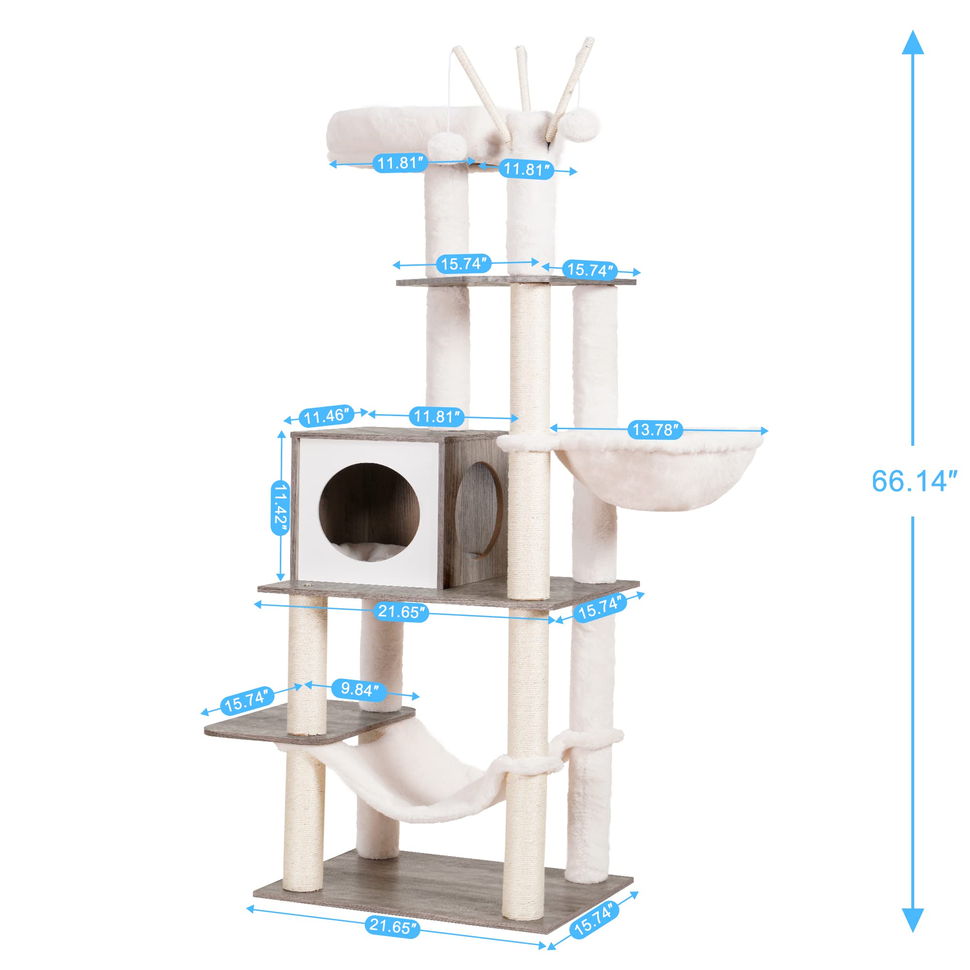 Hey-brother wooden cat tree top platform soft resting perch