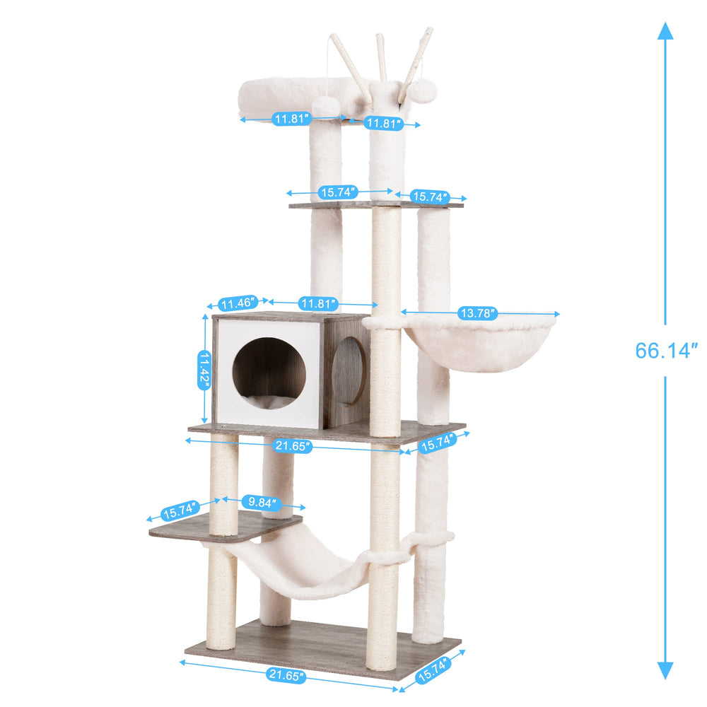 Hey-brother wooden cat tree top platform soft resting perch