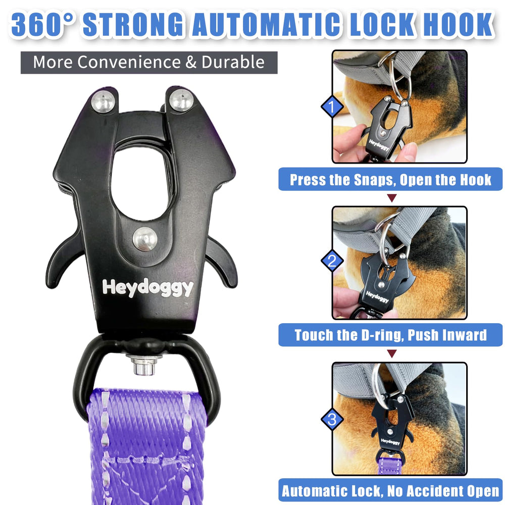 Heydoggy double-handle padded leash close-up for comfortable two-handed control
