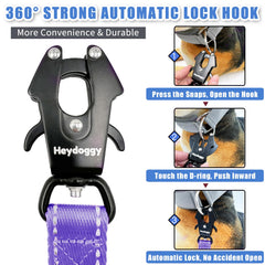 Heydoggy double-handle padded leash close-up for comfortable two-handed control