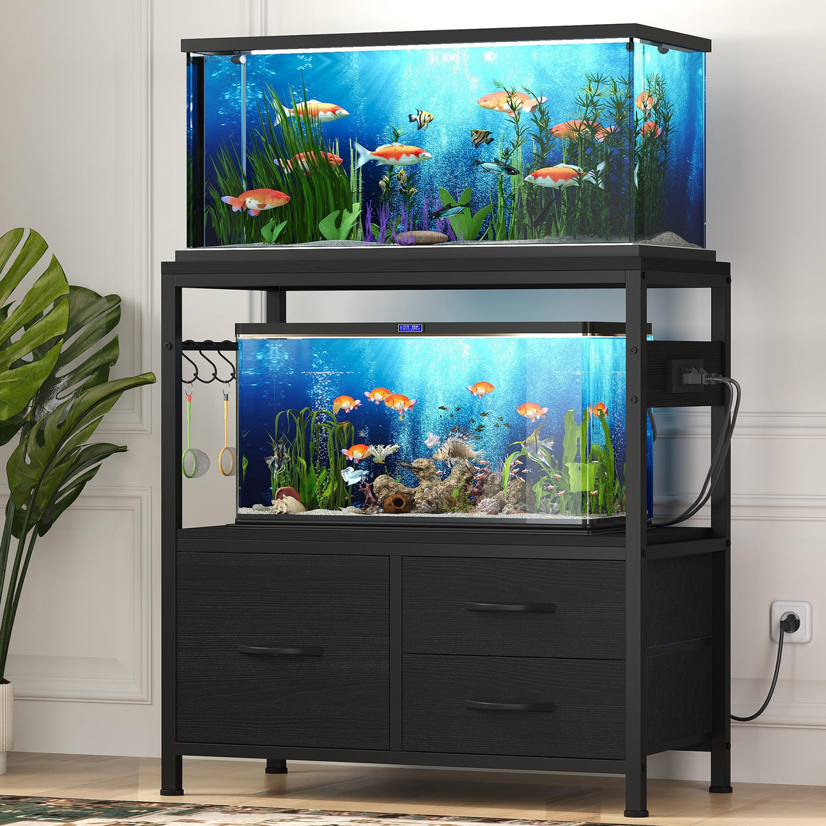 Heybly fish tank stand top view showing sturdy main-tank support