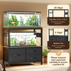 Heybly aquarium stand built-in outlets highlight centralized power for tank accessories