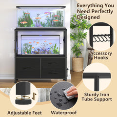 Heybly aquarium stand USB ports closeup enables easy device charging