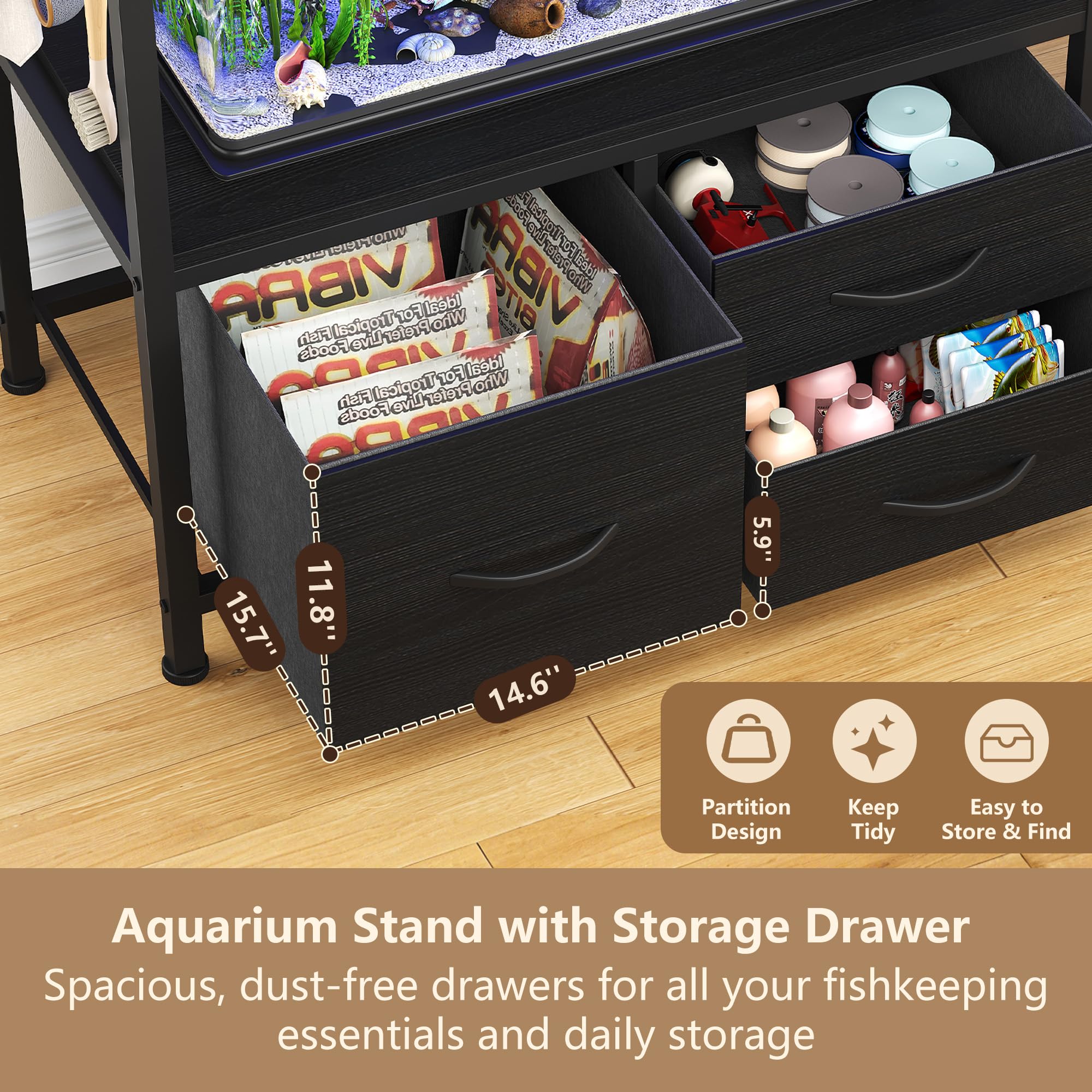 Heybly aquarium stand waterproof panels resist humidity for long-lasting use