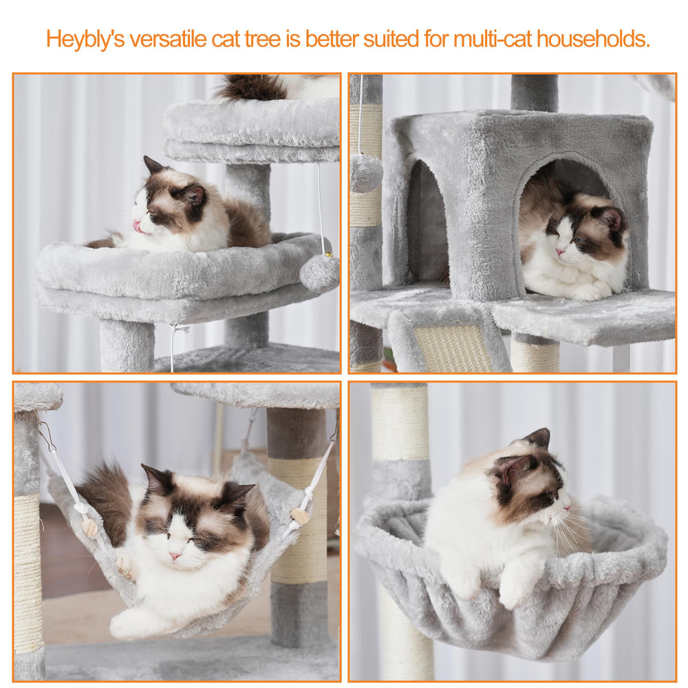 Heybly cat tree two hammocks cozy lounging beds for resting