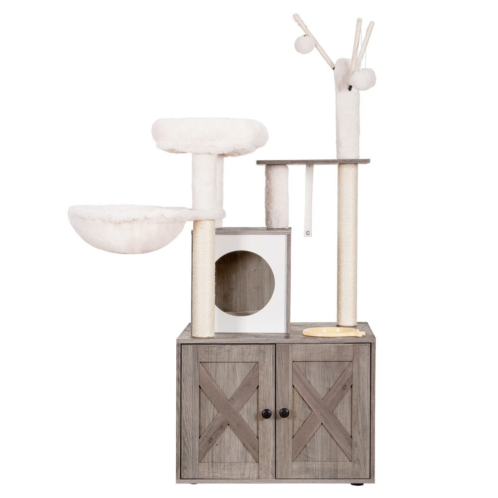 Heybly Cat Tree adjustable feet protect floors and stabilize.