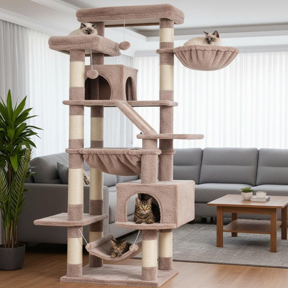 Heybly cat tree anti-tip kit adds stability for fearless climbers.