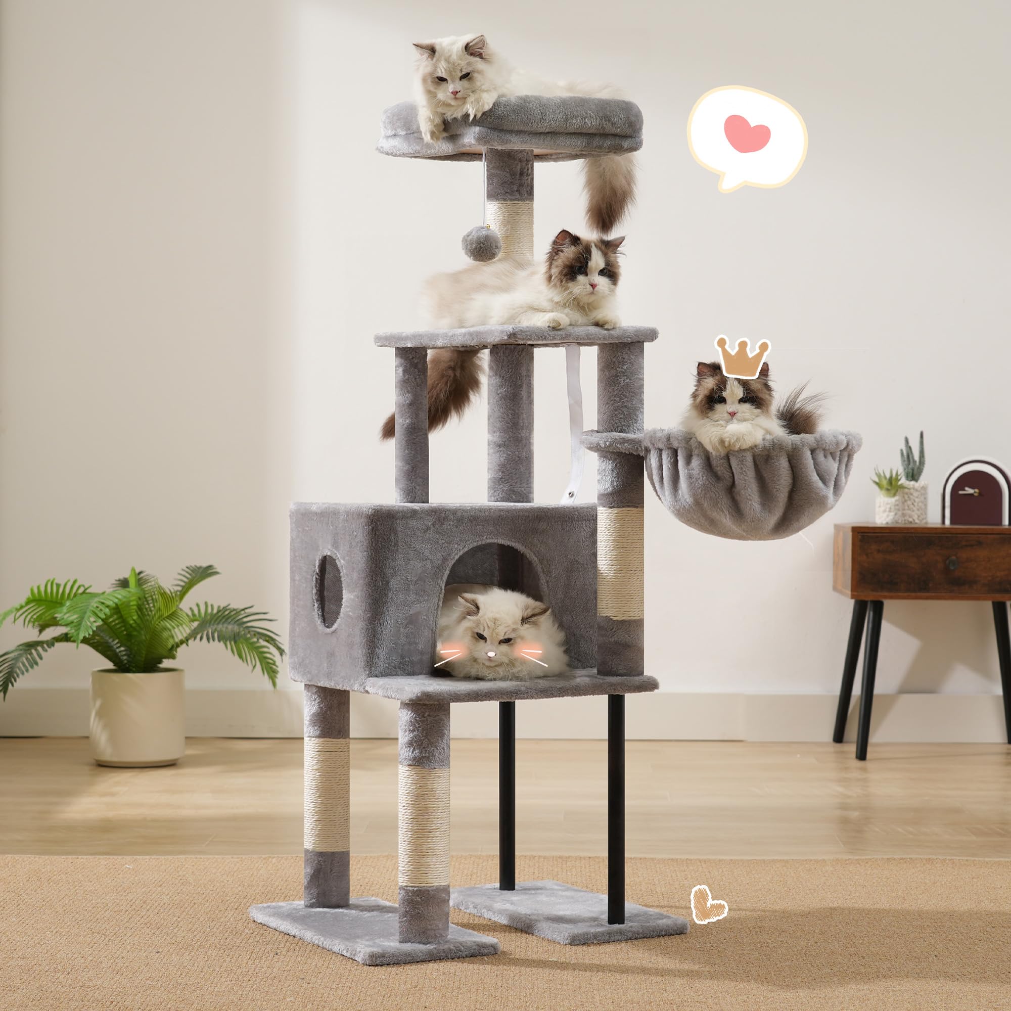 Heybly cat tree anti tipping strap adds stability for active cats.