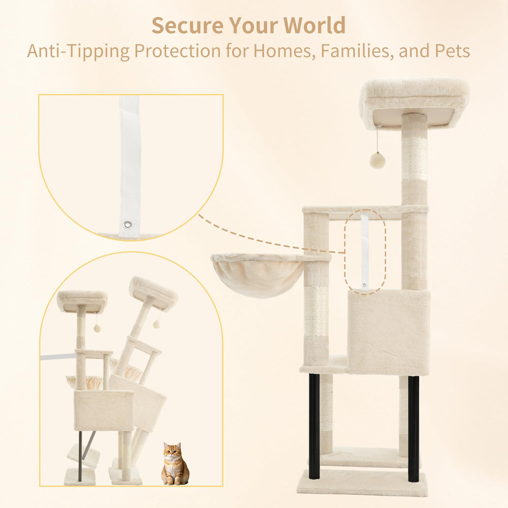 Heybly cat tree anti tipping straps improve stability during play