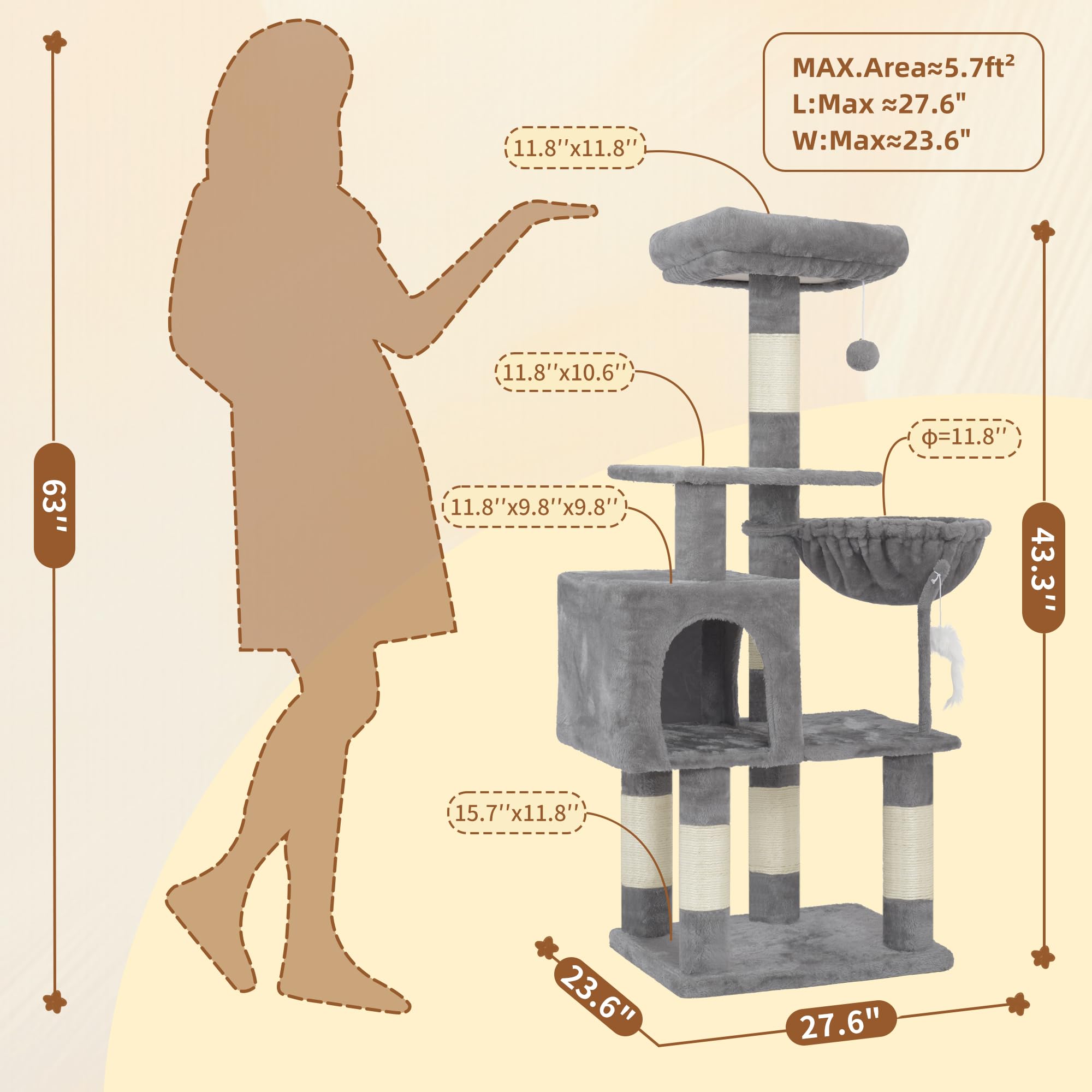 Heybly cat tree anti-topple device keeps the tower steady during play
