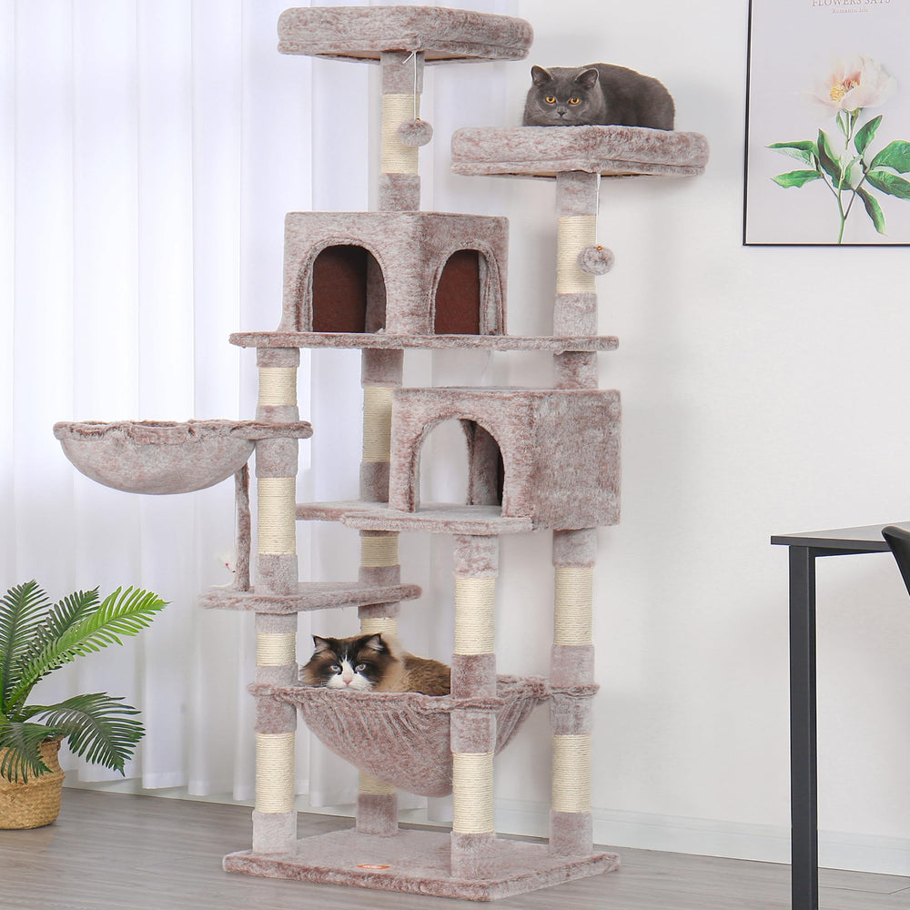 Heybly cat tree anti-toppling base ensures stable play and safe climbing.