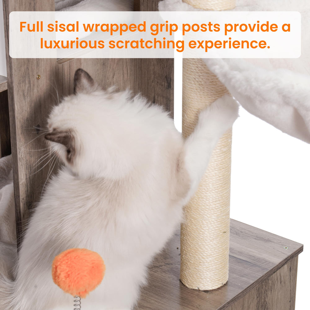 Heybly cat tree easy-assembly design simplifies setup in small spaces.