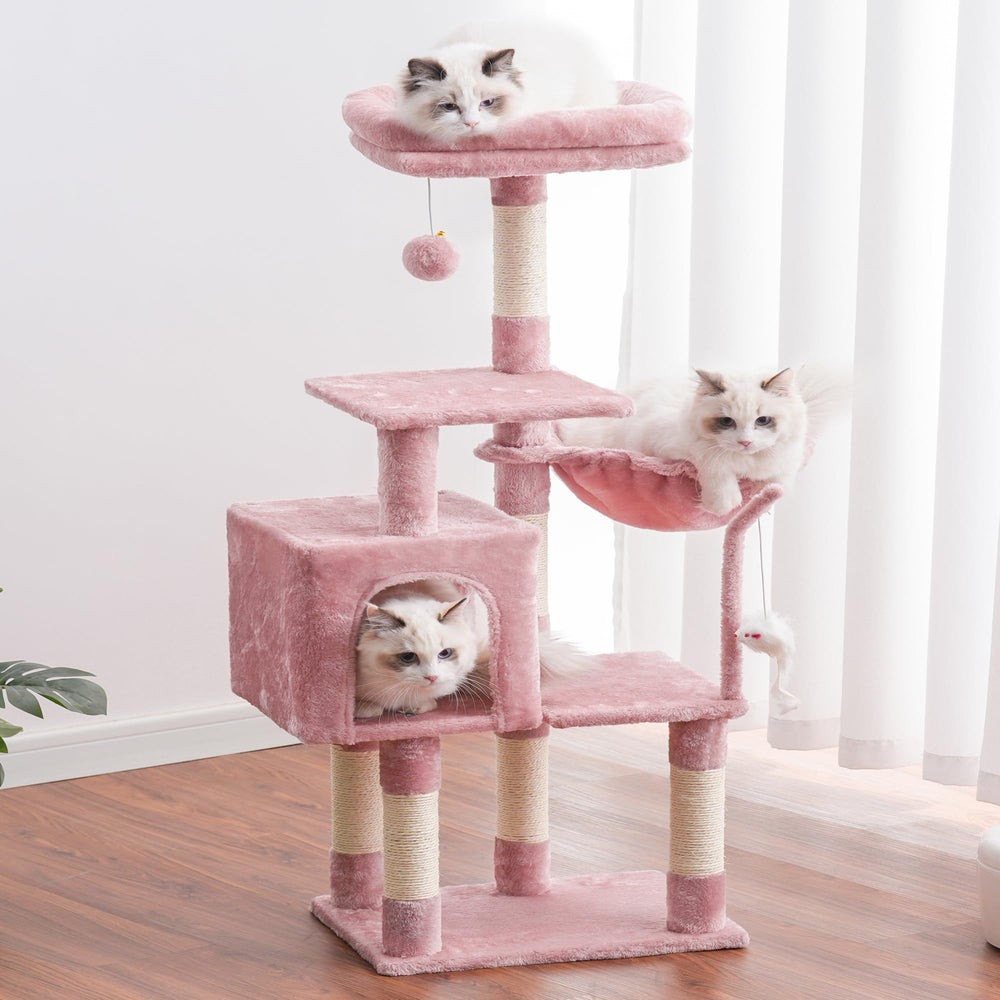 Heybly cat tree base with anti-topple design keeps active cats safe during playtime