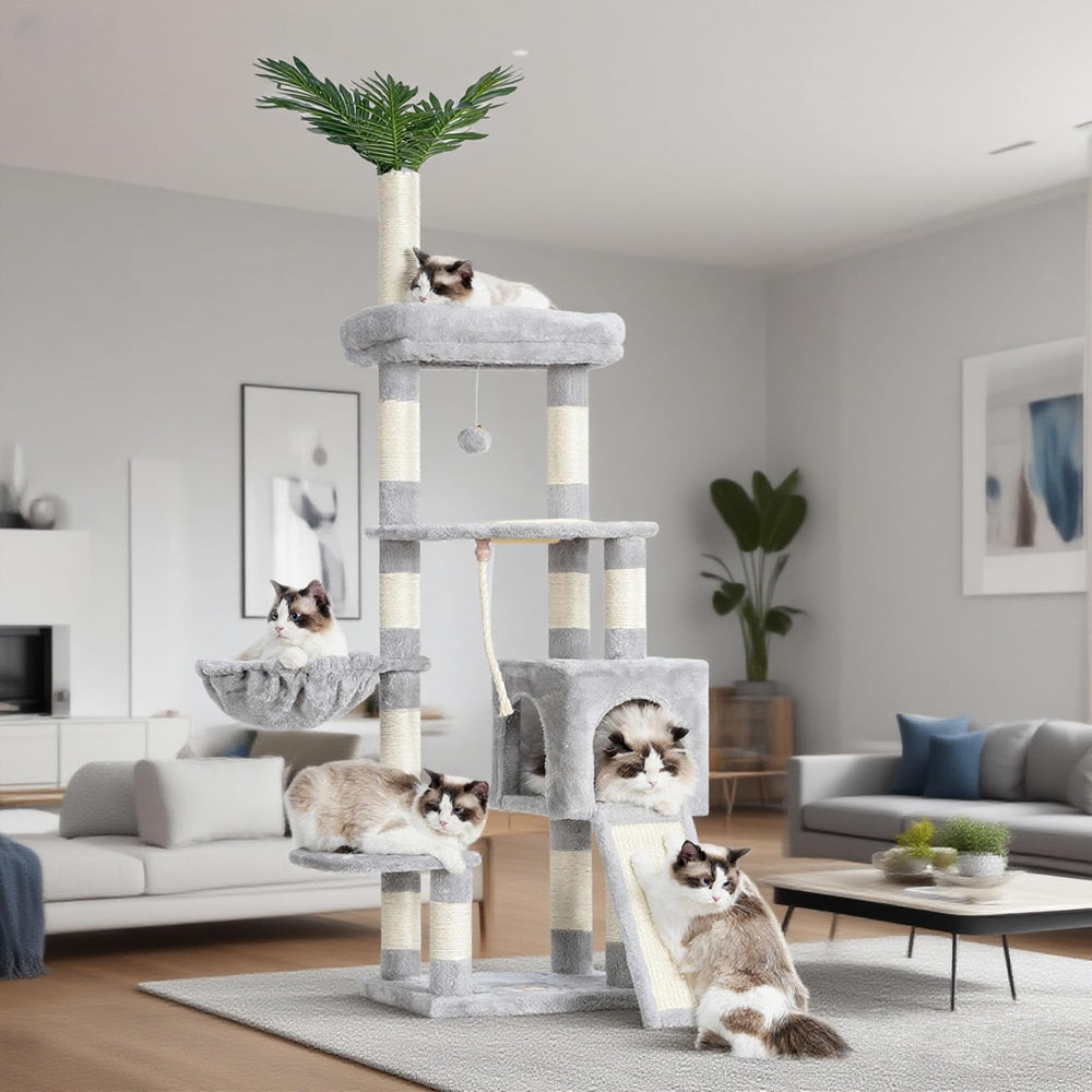 Heybly cat tree base frame shows sturdy construction for safe indoor climbing