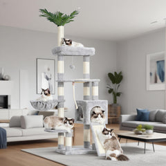 Heybly cat tree base frame shows sturdy construction for safe indoor climbing