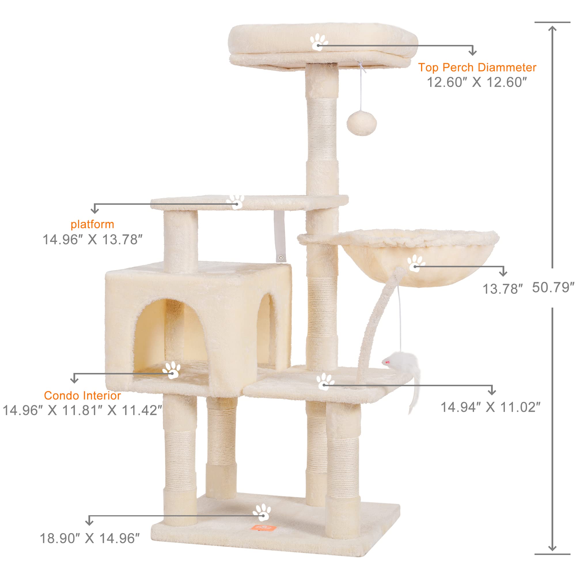 Heybly cat tree base stability demonstrates sturdy construction for energetic cats.