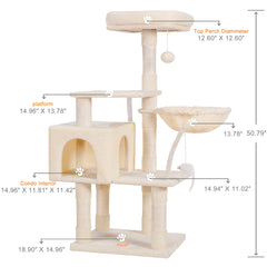 Heybly cat tree base stability demonstrates sturdy construction for energetic cats.