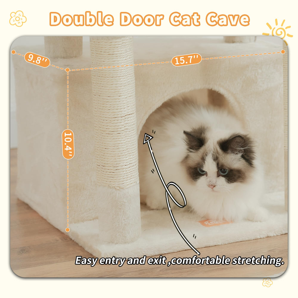 Heybly cat tree base keeps the structure stable for confident climbing.