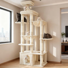 Heybly Cat Tree baseboard stability supports safe lounging for large cats.