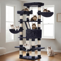 Heybly cat tree basket hammock provides cozy nesting for secure rest and privacy