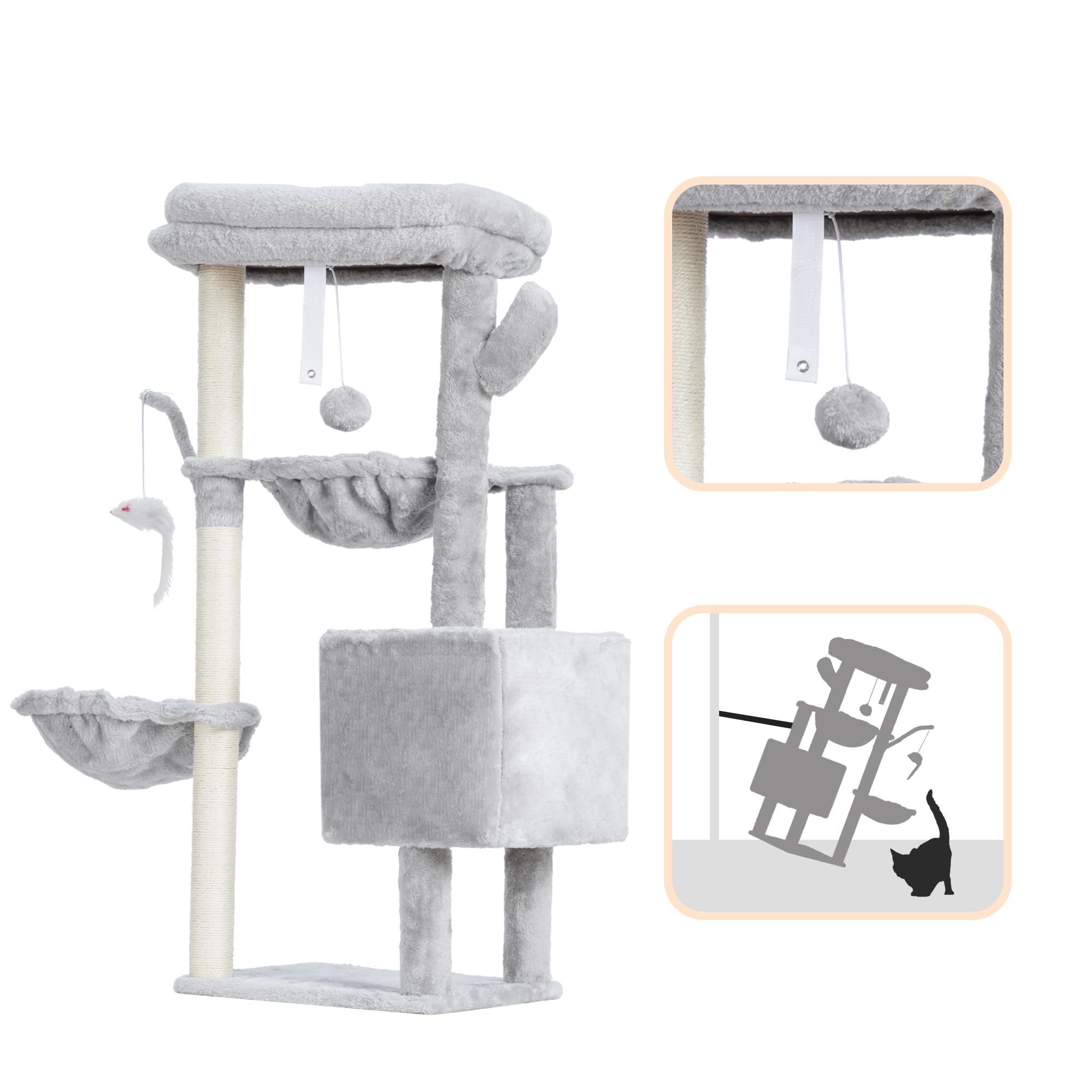 Heybly cat tree cactus design with green sisal blends into home décor.