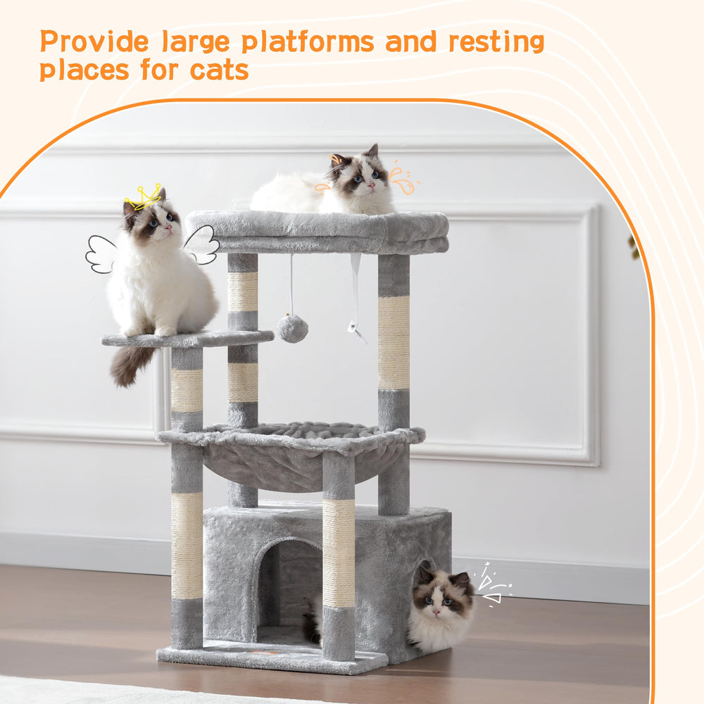 Heybly Cat Tree cat basket features plush interior for warm naps.