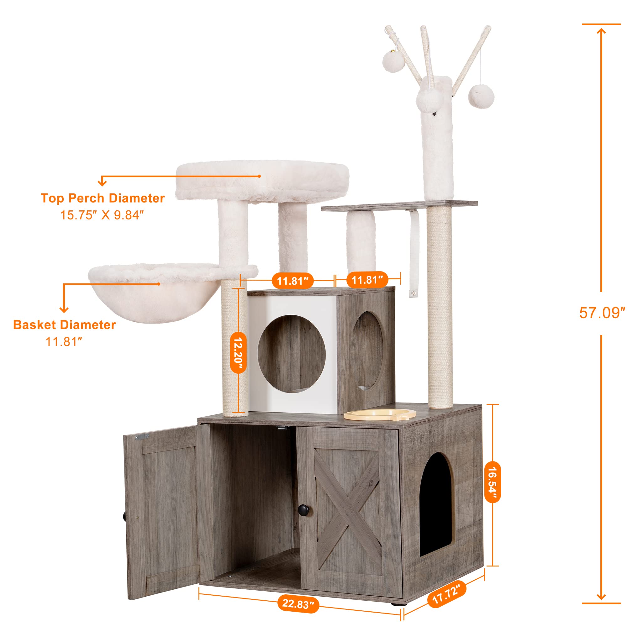 Heybly Cat Tree condo nook provides a private quiet nap space.