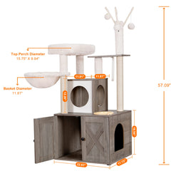 Heybly Cat Tree condo nook provides a private quiet nap space.