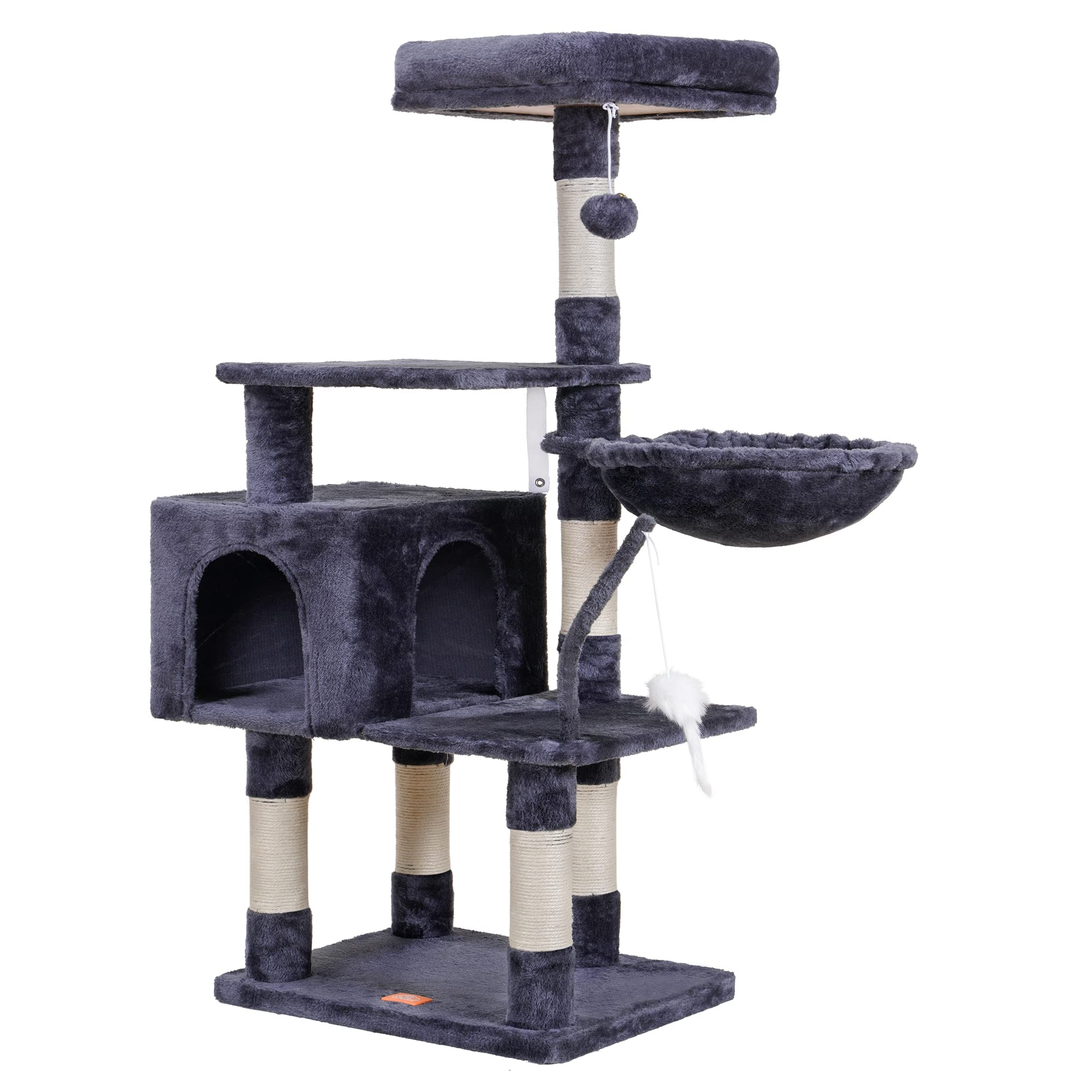 Heybly cat tree cozy basket offers wrapped, secure resting area
