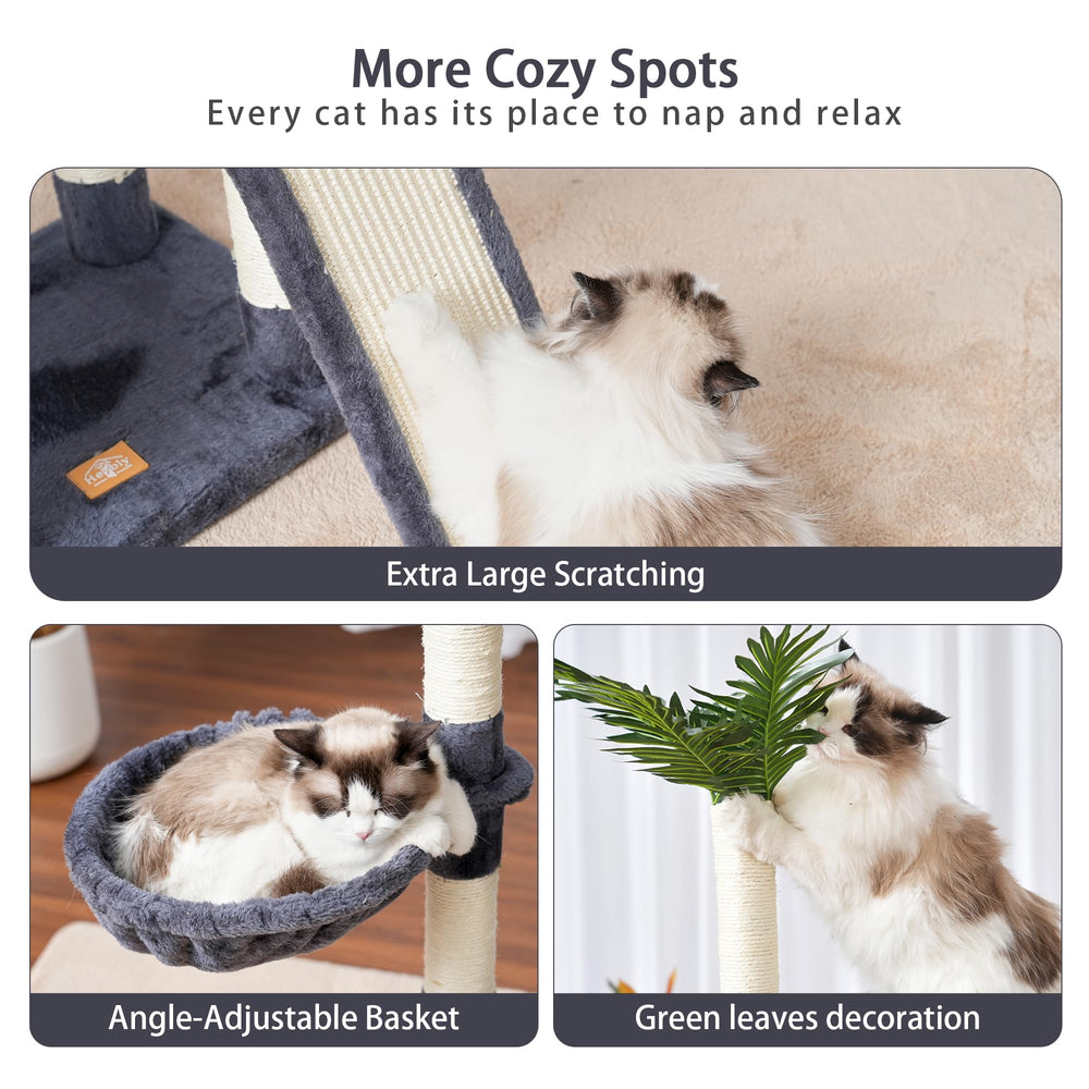 Heybly cozy basket and pom-pom relax spots for multi-cat households.