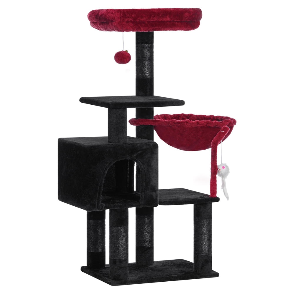 Heybly Cat Tree cozy basket offers wrapped comfort and a safe lounging spot.