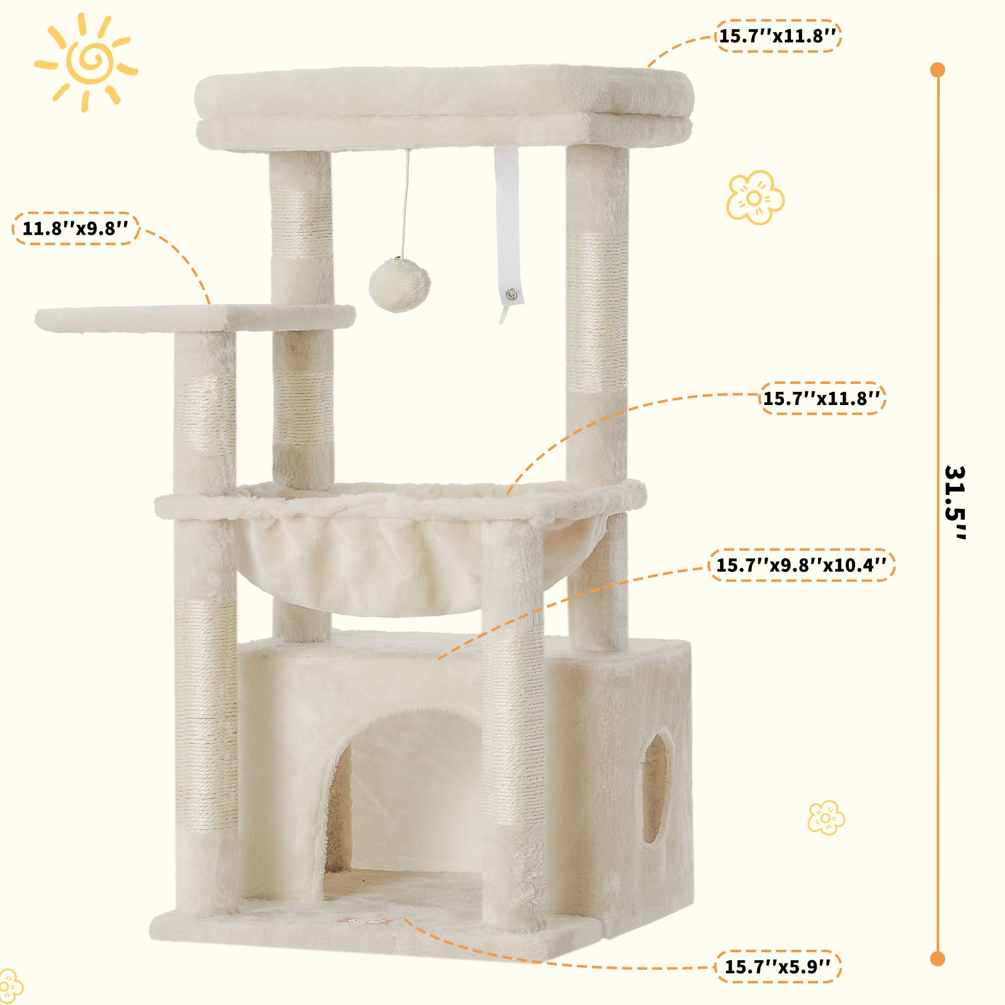 Heybly dangling ball adds playful interactive element for mental and physical stimulation.