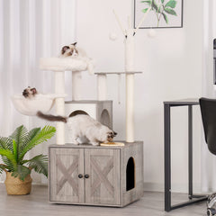 Heybly Cat Tree food bowl station minimizes disturbance during mealtimes.