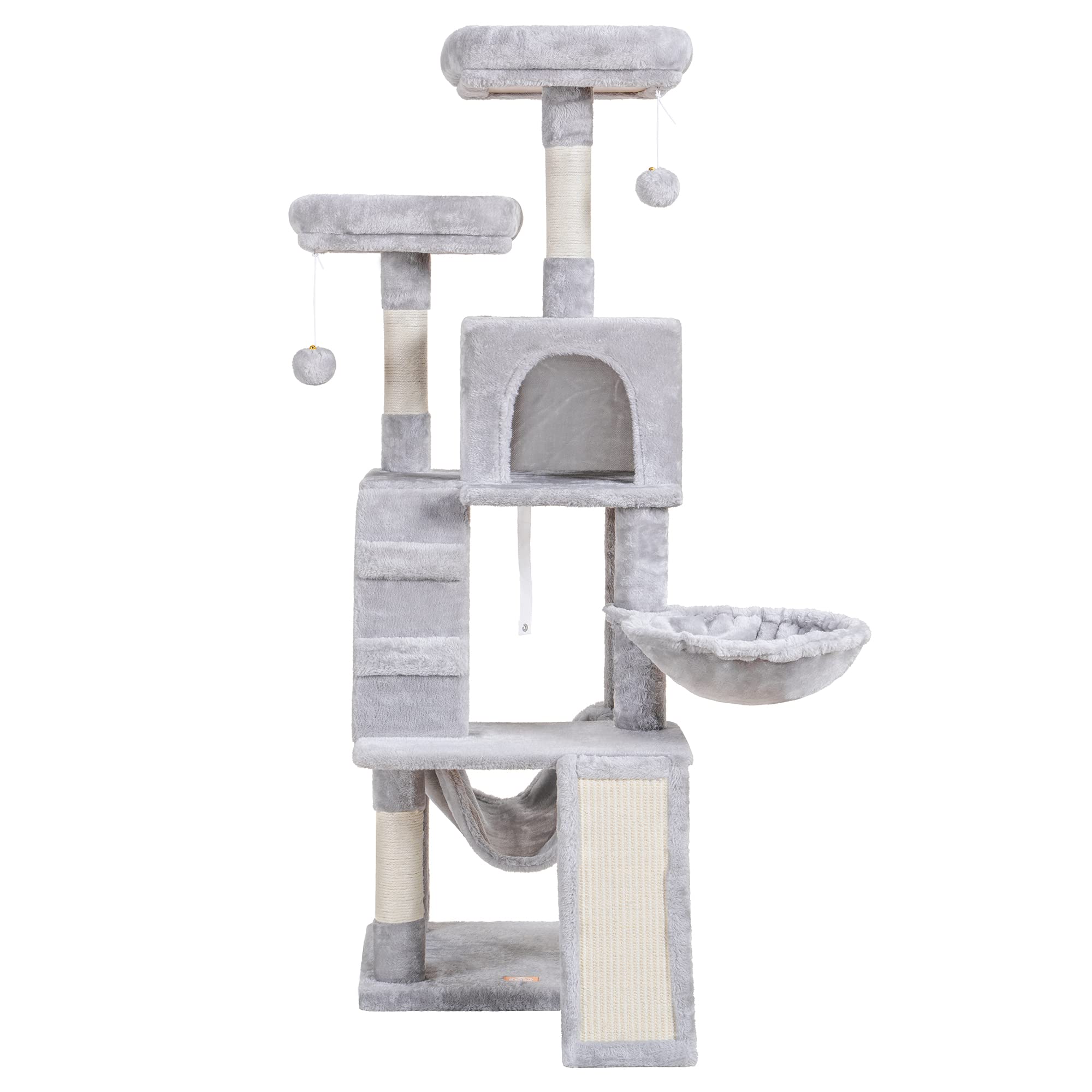 Heybly cat tree hanging basket offers a private wrapped hideaway