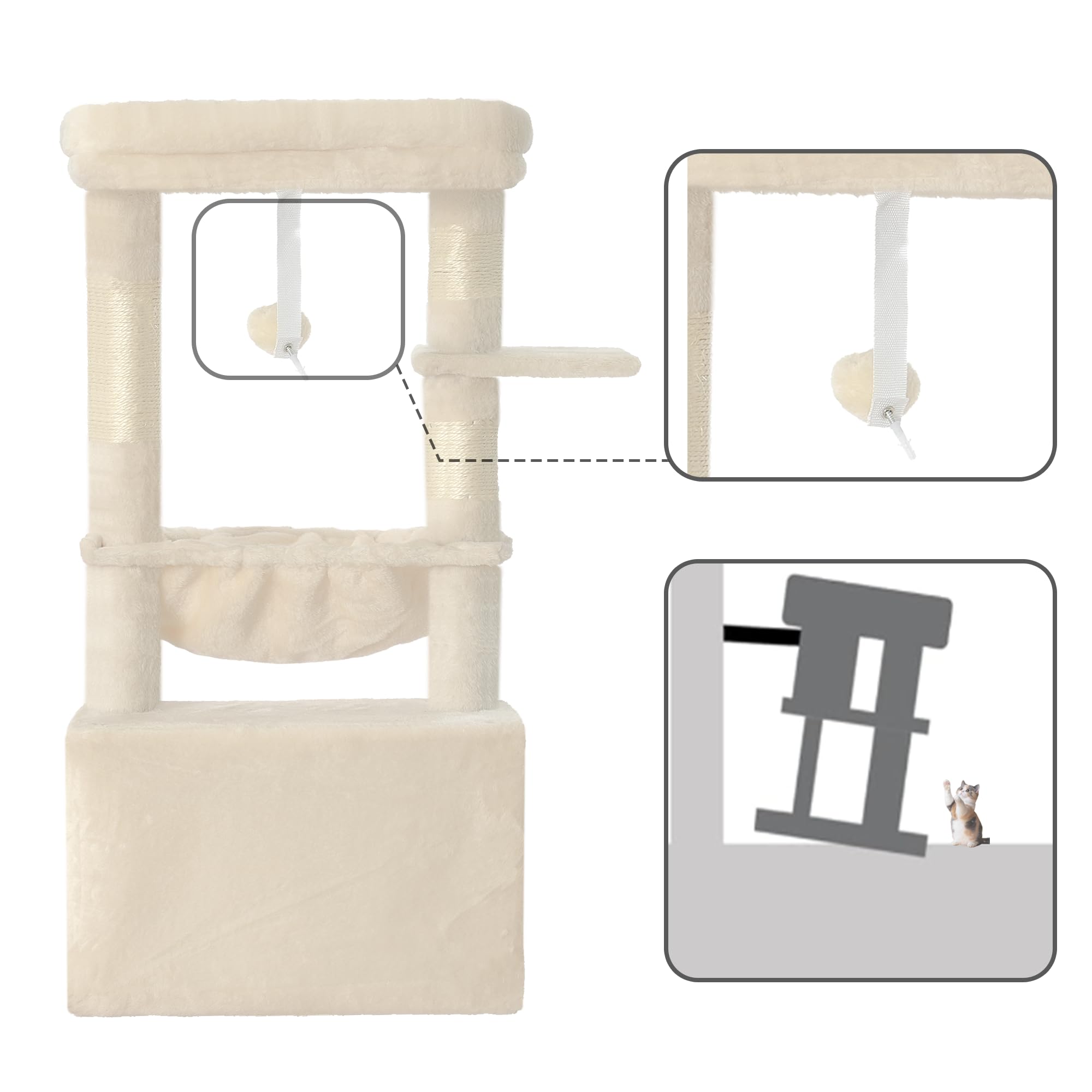 Heybly hidden space offers a discreet retreat for cats to observe their domain.