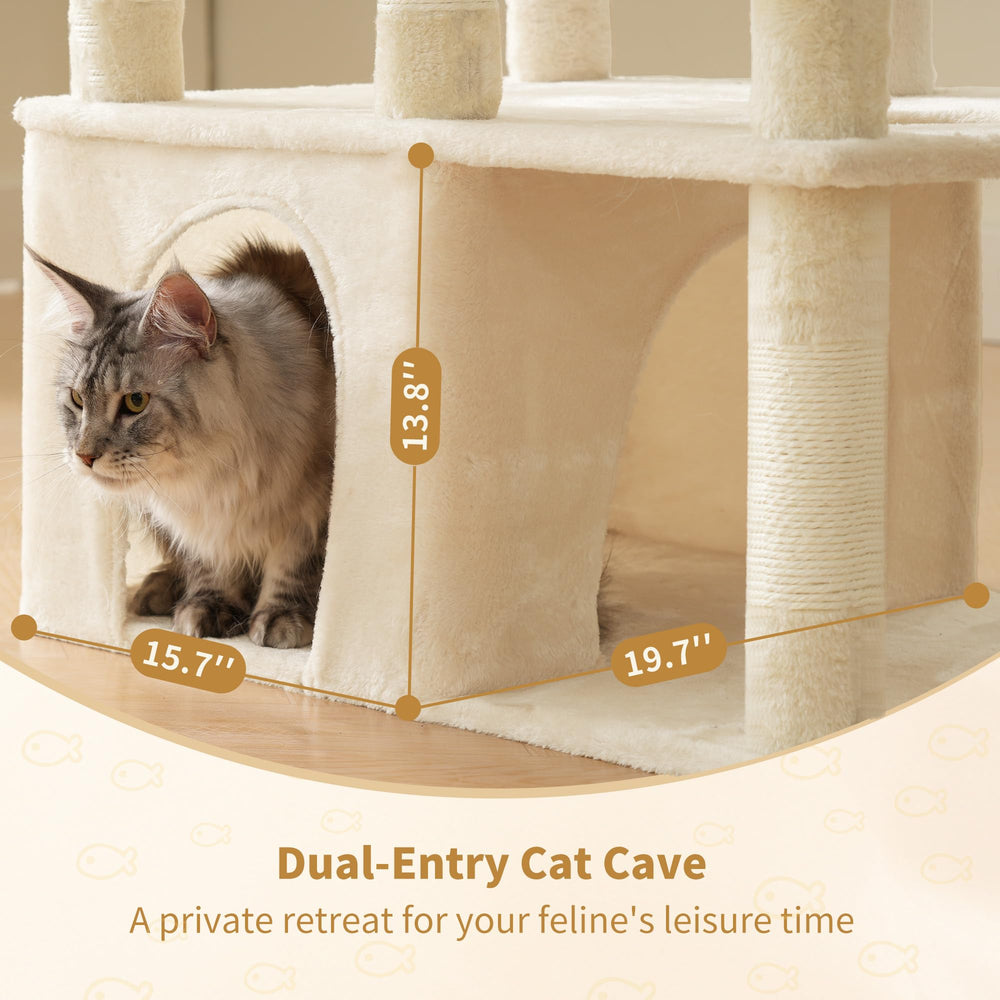 Heybly Cat Tree hideouts and toys invite playful exploration and rest.