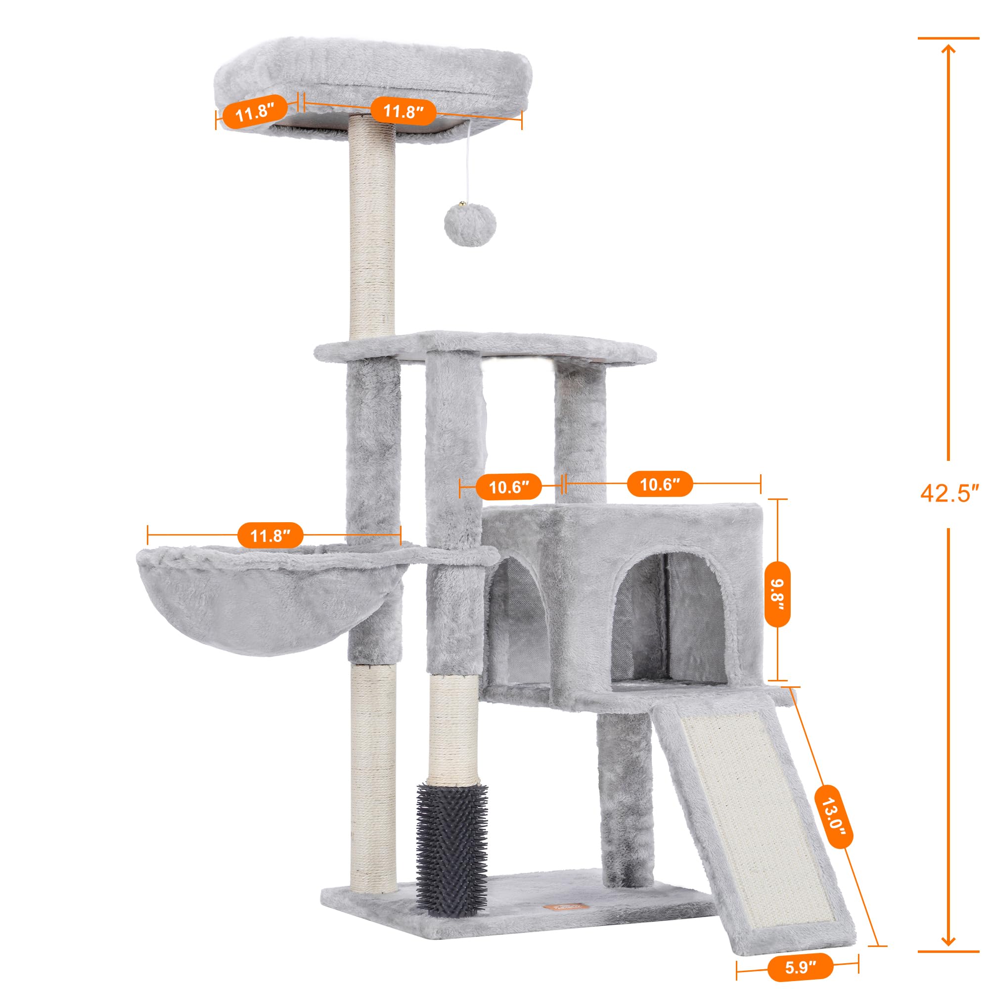 Heybly cat tree house with basket provides a secure hideaway for cats.