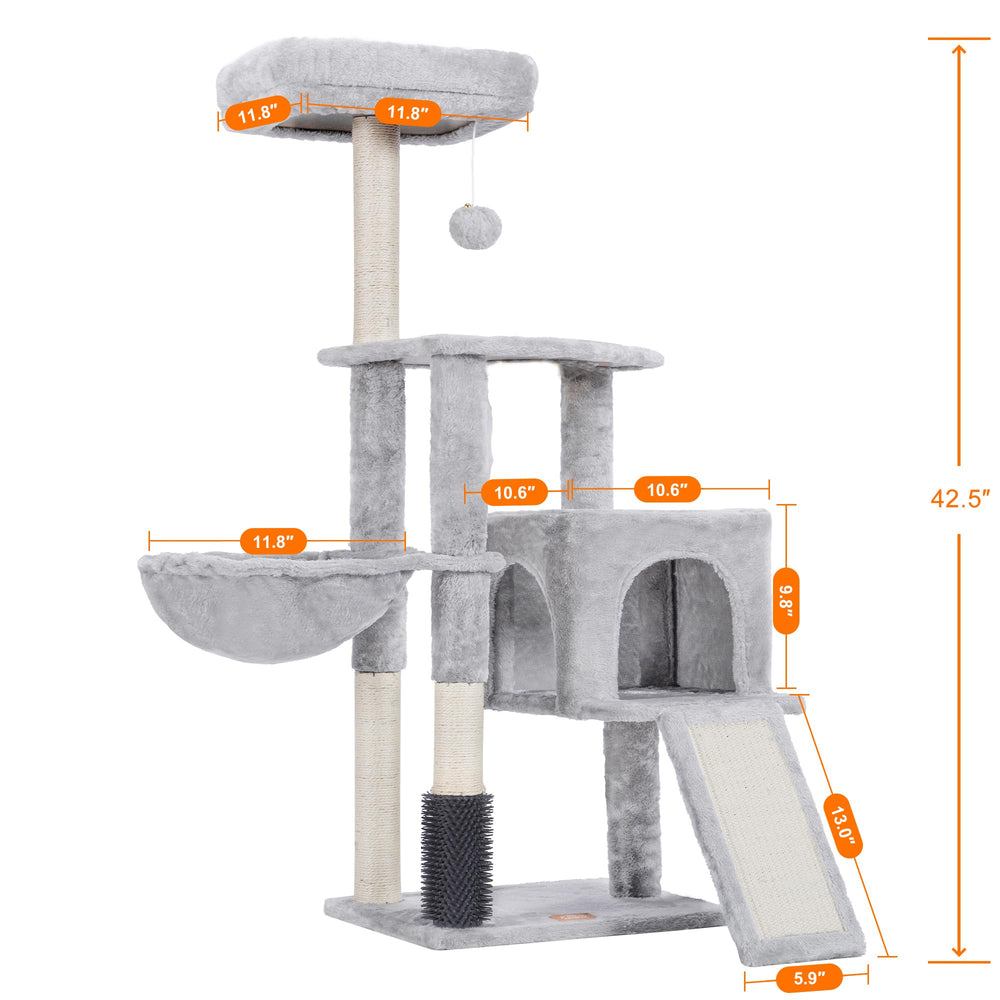 Heybly cat tree house with basket provides a secure hideaway for cats.