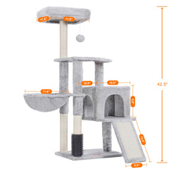 Heybly cat tree house with basket provides a secure hideaway for cats.