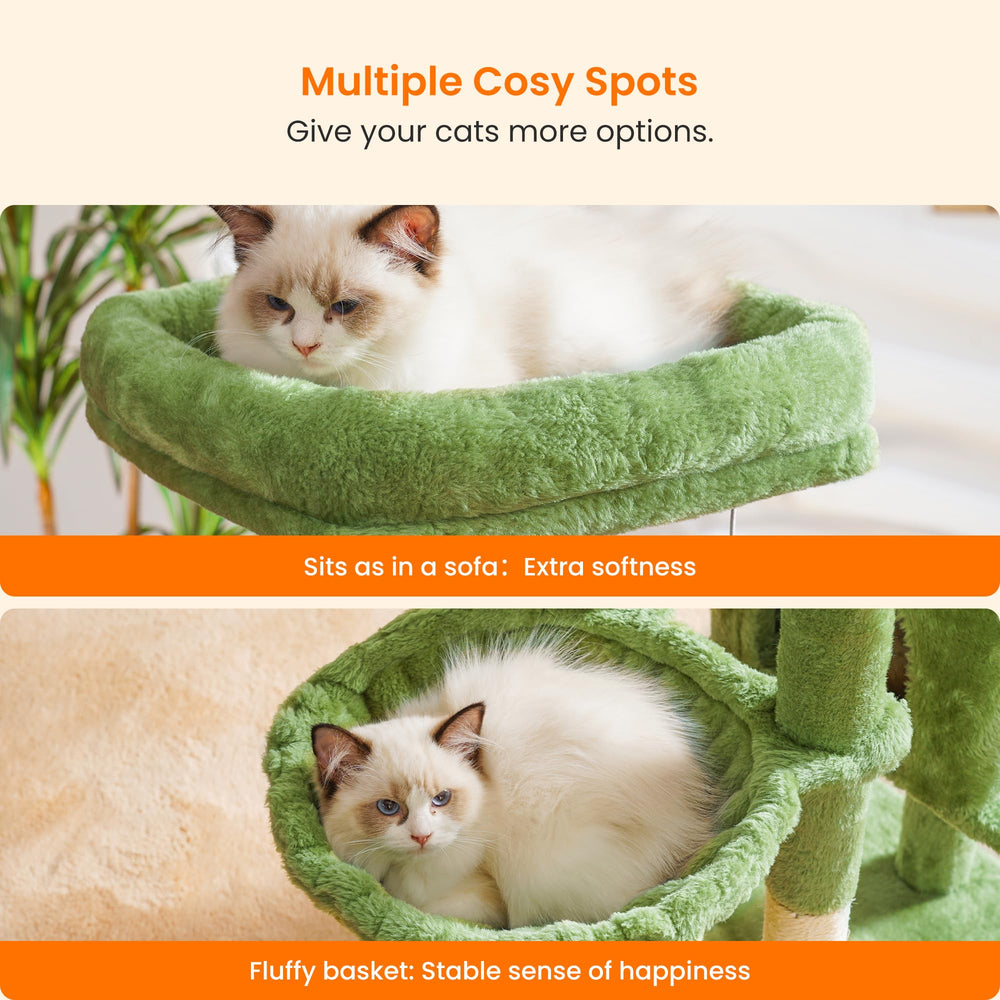 Heybly cat tree assembly image showing easy setup for indoor use.