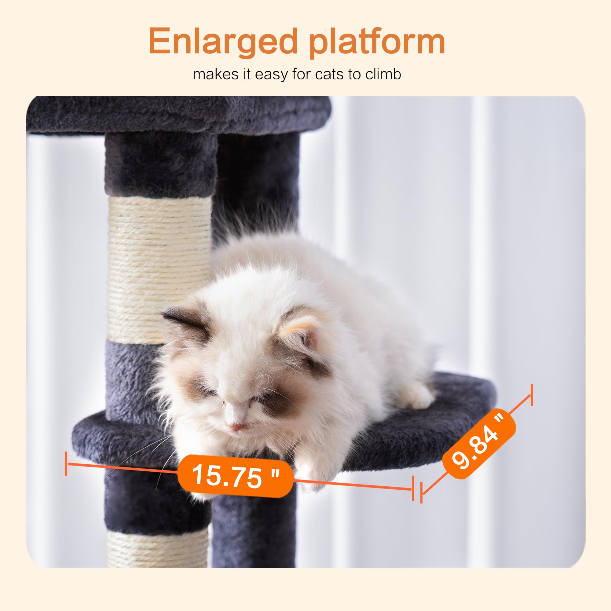 Heybly indoor XXL cat tree stands tall at 60 inches in smoky gray