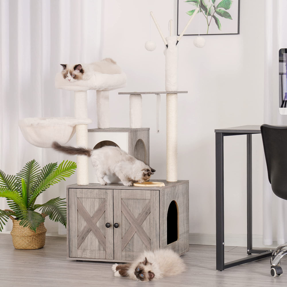 Heybly Cat Tree magnetic doors ensure privacy and airflow.