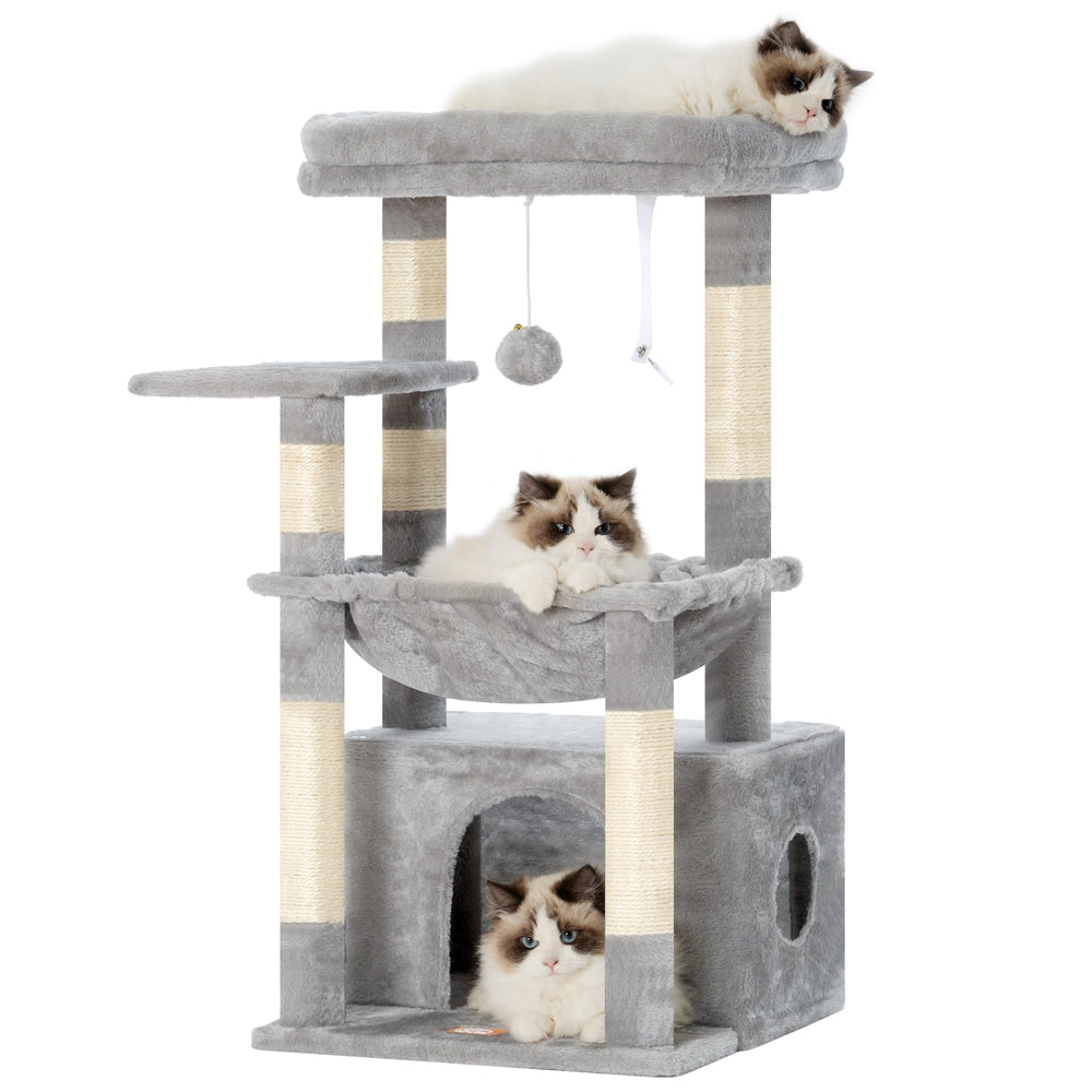 Heybly Cat Tree platform offers a large resting surface for cozy lounging.