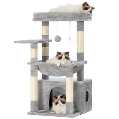 Heybly Cat Tree platform offers a large resting surface for cozy lounging.