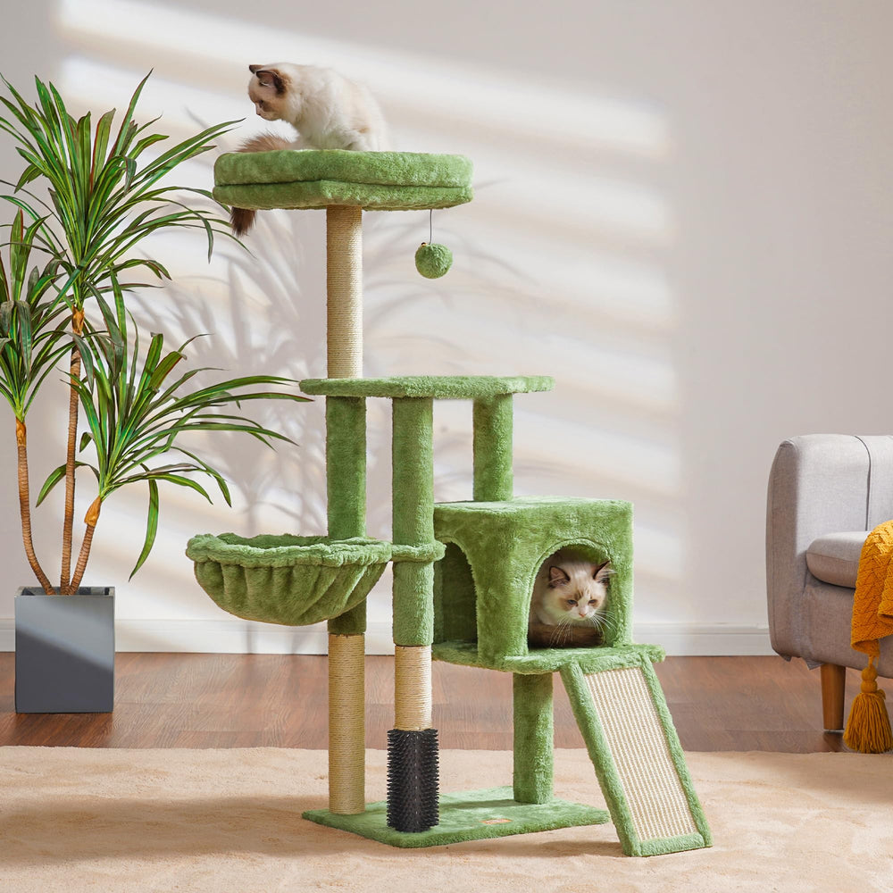 Heybly cat tree plush ball offers quiet, engaging play.