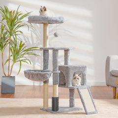 Heybly cat tree plush perch provides a cozy resting spot for naps.