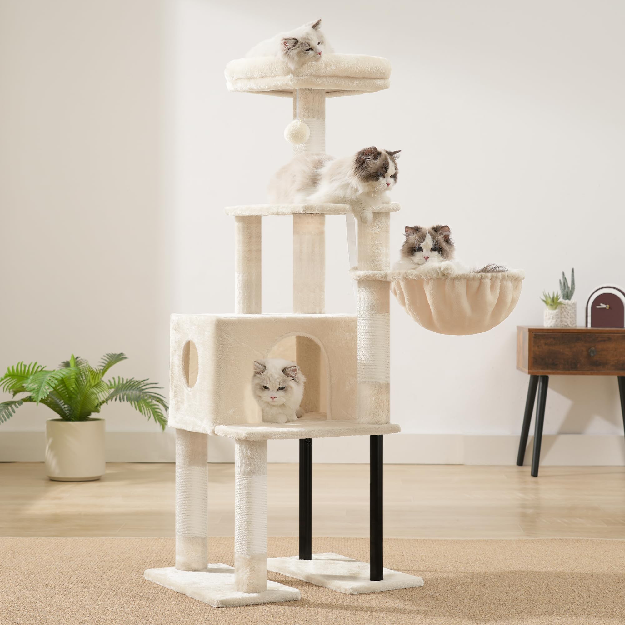 Heybly cat tree plush texture close-up with soft upholstery