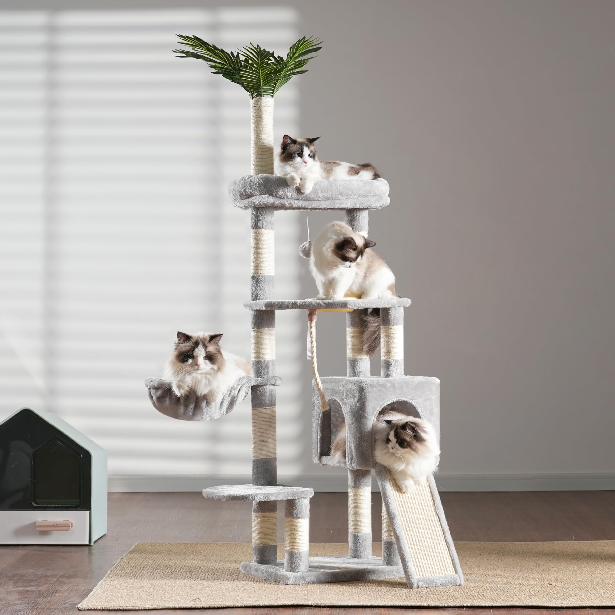 Heybly cat tree ramp ladder aids kittens and seniors in climbing