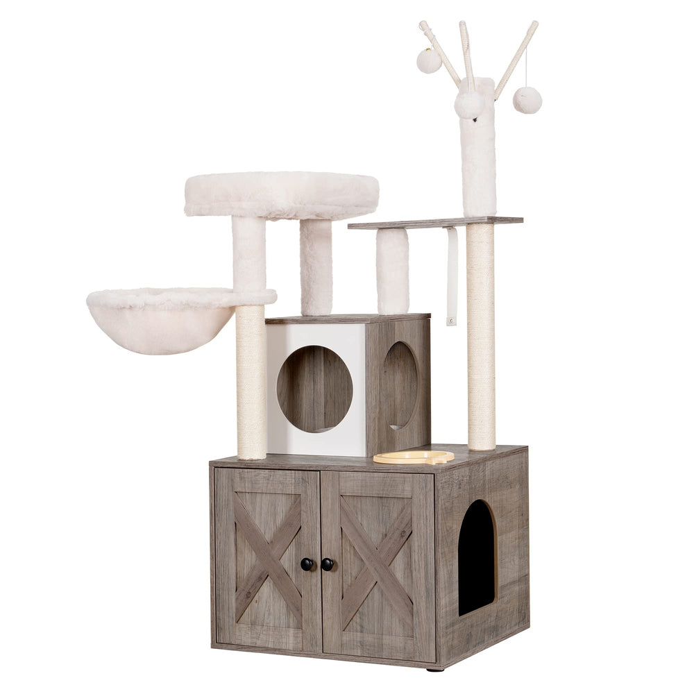 Heybly Cat Tree removable washable pads simplify cleaning.