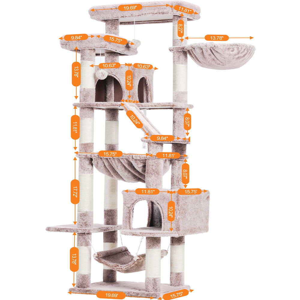 Heybly cat tree scratching pad helps maintain nails while entertaining cats.